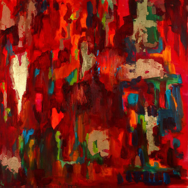 Red Art Print featuring the painting Abstract Love by Billie Colson