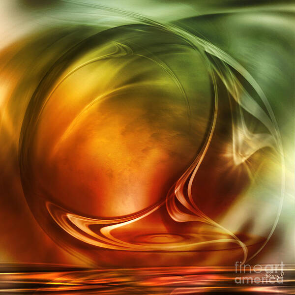 Floating Art Print featuring the digital art Abstract whiskey by Johnny Hildingsson