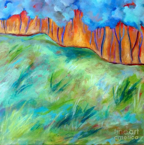 Landscape Art Print featuring the painting Across The Meadow by Elizabeth Fontaine-Barr