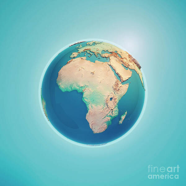 Africa Art Print featuring the digital art Africa 3D Render Planet Earth by Frank Ramspott