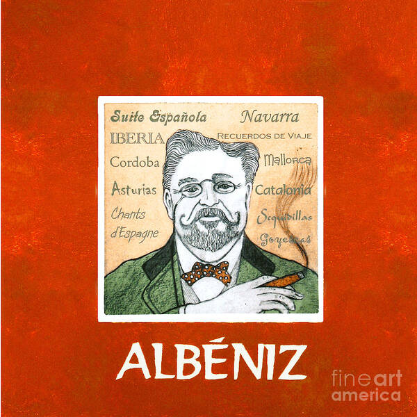Albeniz Art Print featuring the mixed media Albeniz Portrait by Paul Helm