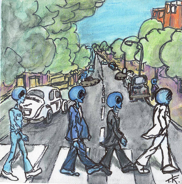 Beatles Art Print featuring the painting Alien Road by Similar Alien