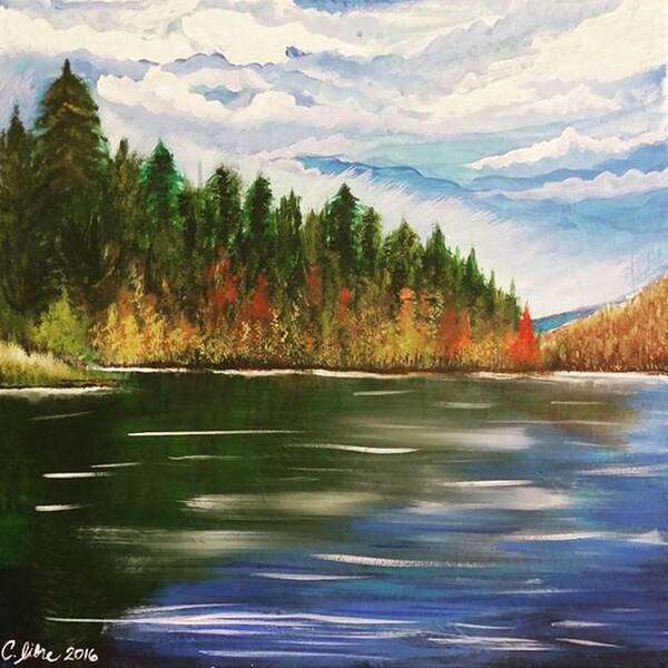 Carizacreations Art Print featuring the painting Autumn Lake by Cariza Libre