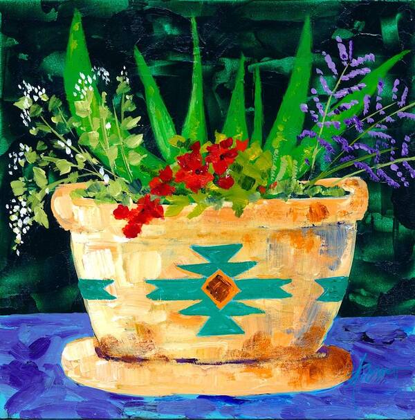 Southwestern Decor Art Print featuring the painting Aloe Vera and Friends by Adele Bower