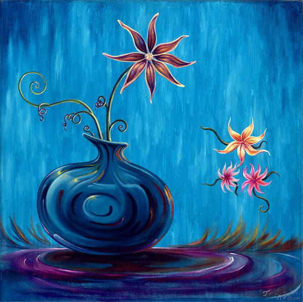 Fantasy Floral Scape Art Print featuring the painting Aloha Rain by Jennifer McDuffie
