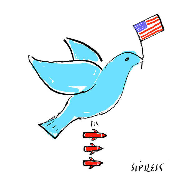 Dove Art Print featuring the drawing American foreign policy under Trump by David Sipress