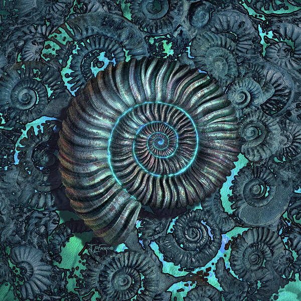 Ammonite Art Print featuring the digital art Ammonite 3 by Jerry LoFaro