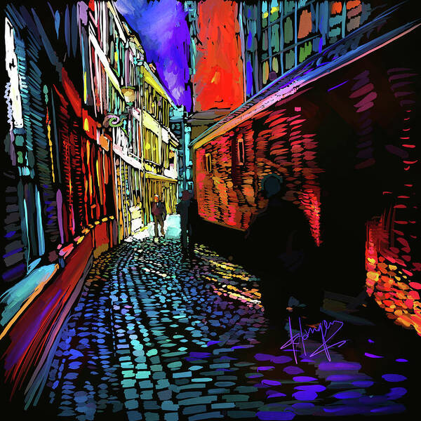 Amsterdam Art Print featuring the painting Amsterdam Cobbletones by DC Langer