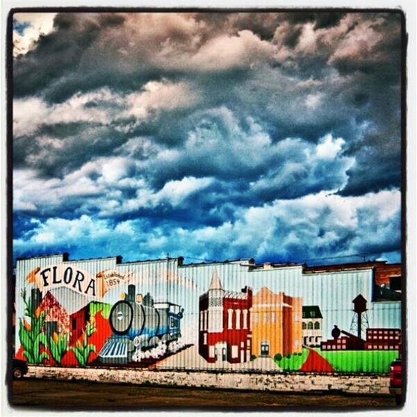 Clouds Art Print featuring the photograph An Older One. Flora, Il Mural At North by Alex Haglund