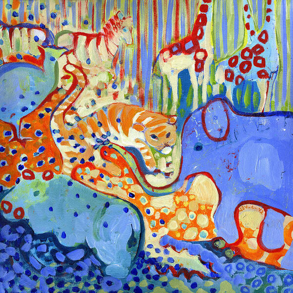 Zoo Art Print featuring the painting And Elephant Enters the Room by Jennifer Lommers