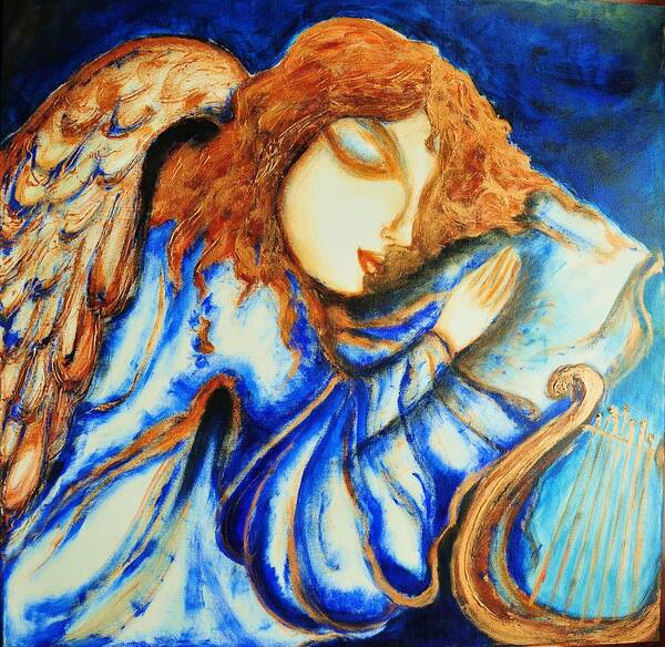 Original Art Art Print featuring the painting Angel Sleeping by Rae Chichilnitsky