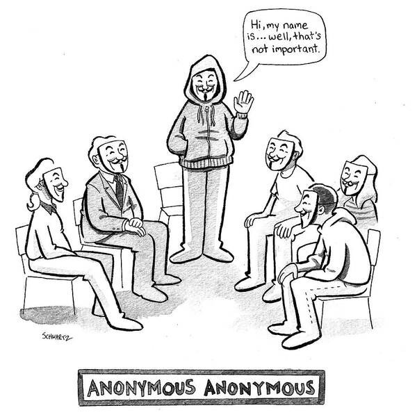 Anonymous Anonymous Art Print featuring the drawing Anonymous Anonymous by Benjamin Schwartz