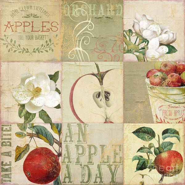 Apples Art Print featuring the painting Apple Blossoms Patchwork I by Mindy Sommers