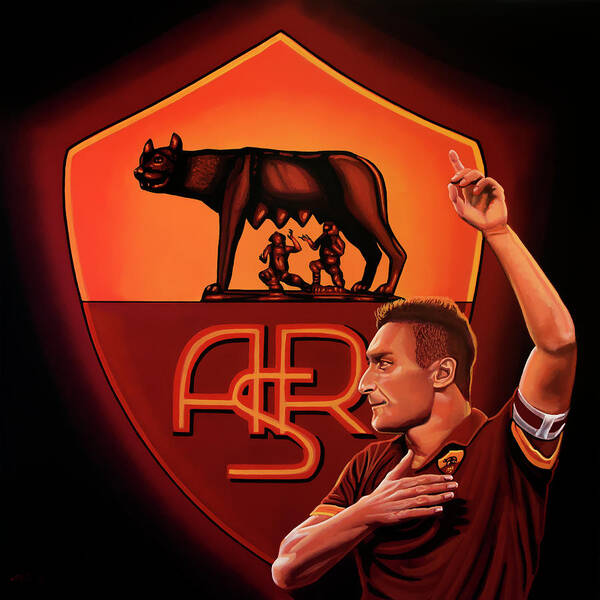 Francesco Totti Art Print featuring the painting AS Roma Painting by Paul Meijering