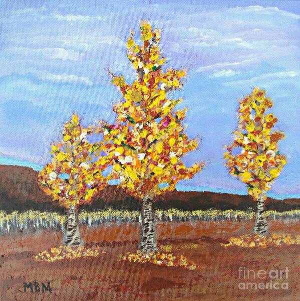 Aspen Trees Art Print featuring the painting Autumn Aspens by Mary Mirabal