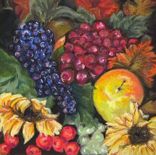 Fruit Art Print featuring the pastel Autumn Bounty by Barbara O'Toole