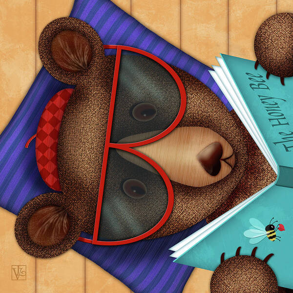 Bear. Brown Bear Art Print featuring the digital art B is for Brown Bear by Valerie Drake Lesiak