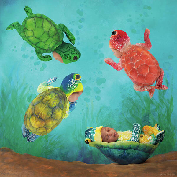 Under The Sea Art Print featuring the photograph Baby Turtles by Anne Geddes