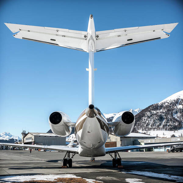 Embraer Art Print featuring the photograph Back view of this Embraer Legacy 600 OK-SUN by Roberto Chiartano