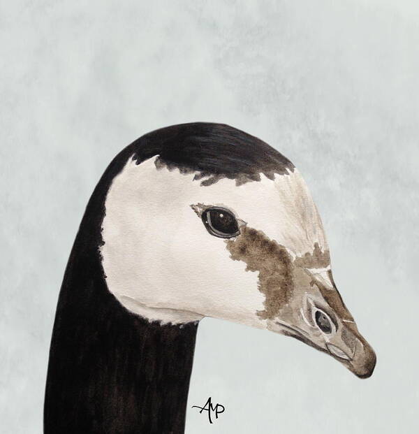 Goose Art Print featuring the painting Barnacle Goose Portrait by Angeles M Pomata