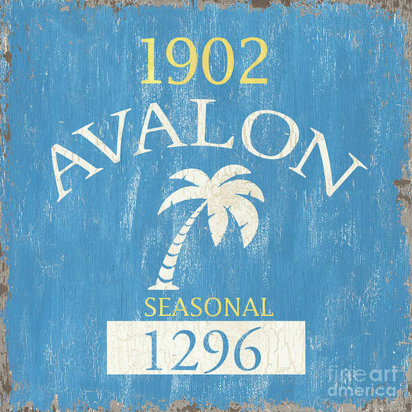 Beach Art Print featuring the painting Beach Badge Avalon by Debbie DeWitt