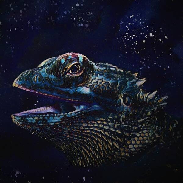 Bearded Dragon Art Print featuring the painting Bearded Dragon by Modern Art