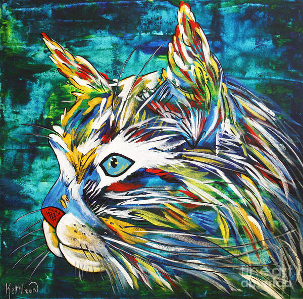 Cat Love Art Print featuring the painting Beautiful Cat by Kathleen Artist PRO