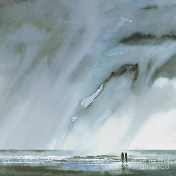 Watercolour Art Print featuring the painting Beneath Turbulent Skies by Paul Davenport