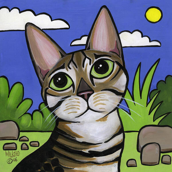 Cat Art Print featuring the painting Bengal Beauty by Leanne Wilkes