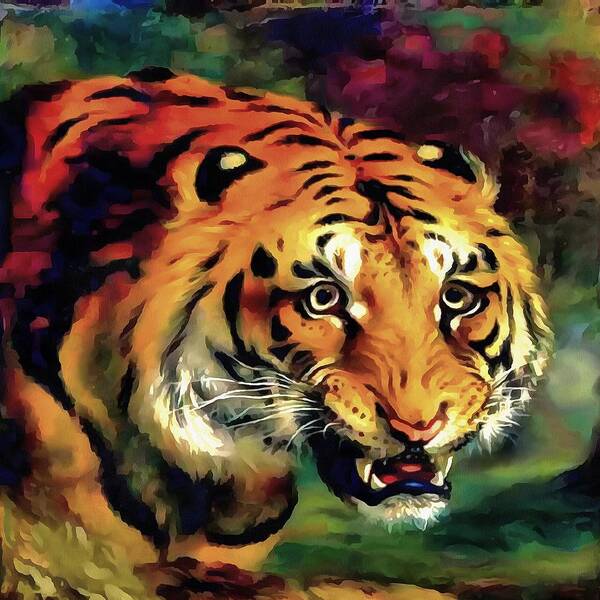 Abstract Art Print featuring the painting Bengal Tiger by Taiche Acrylic Art
