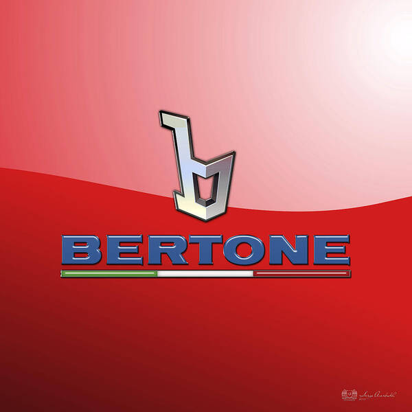 �wheels Of Fortune� Collection By Serge Averbukh Art Print featuring the photograph Bertone 3 D Badge on Red by Serge Averbukh