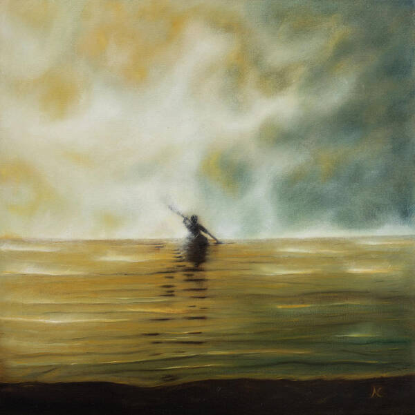 Kayak Art Print featuring the painting Beyond The Veil by Neslihan Ergul Colley