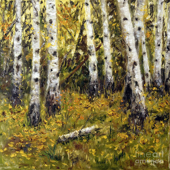 Landscape Art Print featuring the painting Birches by Arturas Slapsys