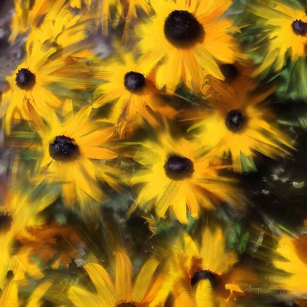 Flowers Art Print featuring the digital art Black Eyed Susans by Looking Glass Images