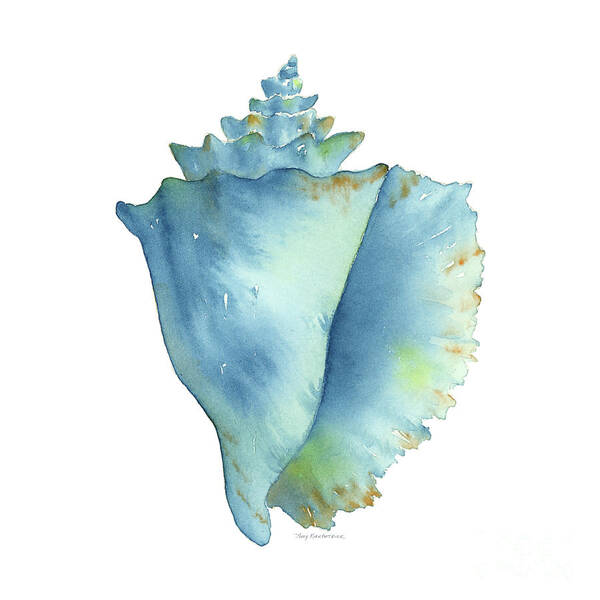 Conch Shell Art Print featuring the painting Blue Conch Shell by Amy Kirkpatrick