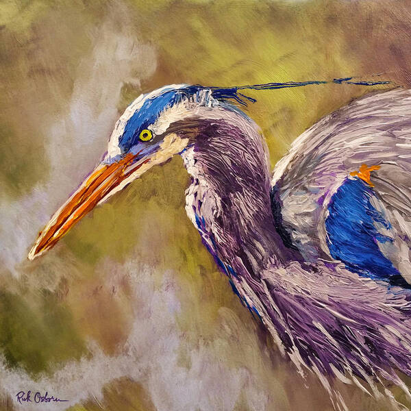 Heron Art Print featuring the painting Blue Heron by Rick Osborn