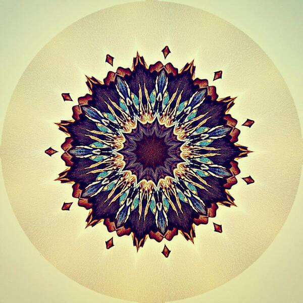 Mandala Art Print featuring the digital art Blue Iris by 'REA' Gallery