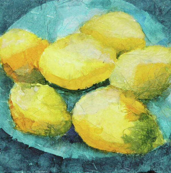 Lemons Art Print featuring the painting Blue Plate Special by Diane Fujimoto