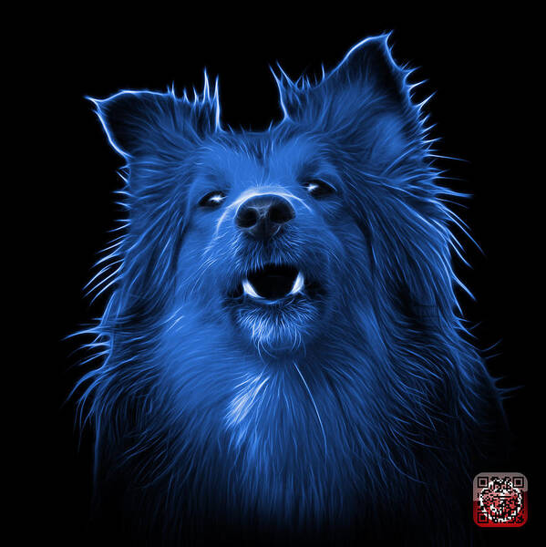 Sheltie Art Print featuring the painting Blue Sheltie Dog Art 0207 - BB by James Ahn