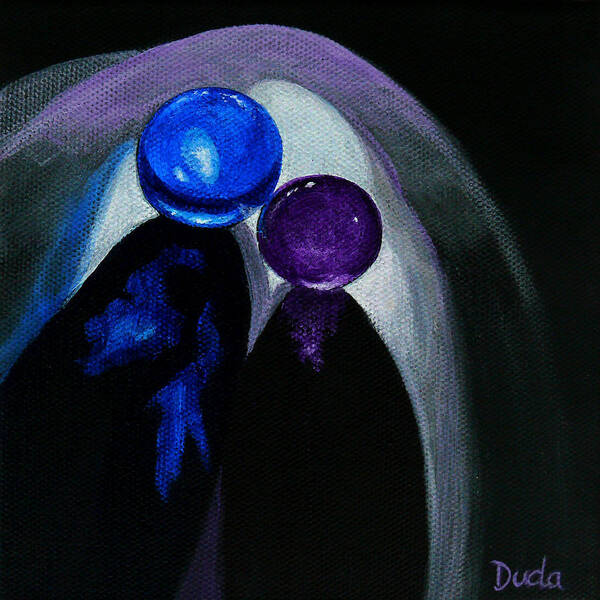 Blue Shooter Art Print featuring the painting Blue Shooter Amethyst Aggie by Susan Duda