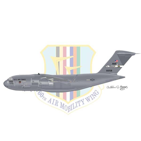 Boeing Art Print featuring the digital art Boeing C-17 Globemaster III Travis AFB by Arthur Eggers