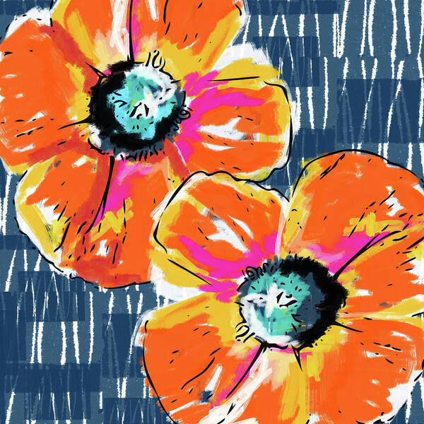Poppies Art Print featuring the mixed media Bold Orange Poppies- Art by Linda Woods by Linda Woods