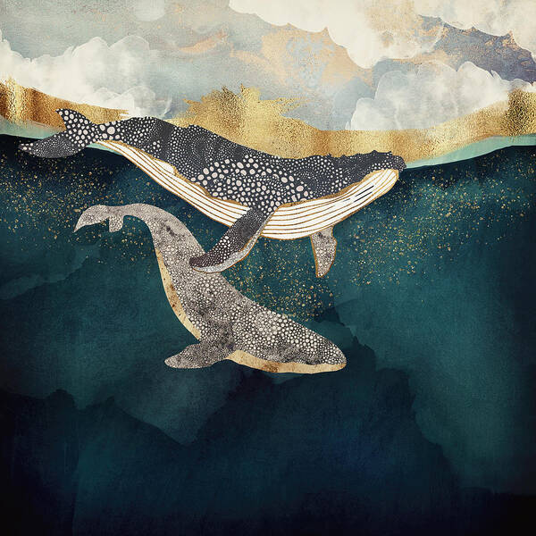 Whale Art Print featuring the digital art Bond II by Spacefrog Designs