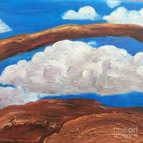 Utah Art Print featuring the painting Bridge over Clouds by Shelley Myers