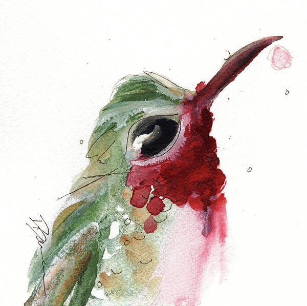 Broadtail Hummingbird Art Print featuring the painting Broadtail Hummingbird by Dawn Derman