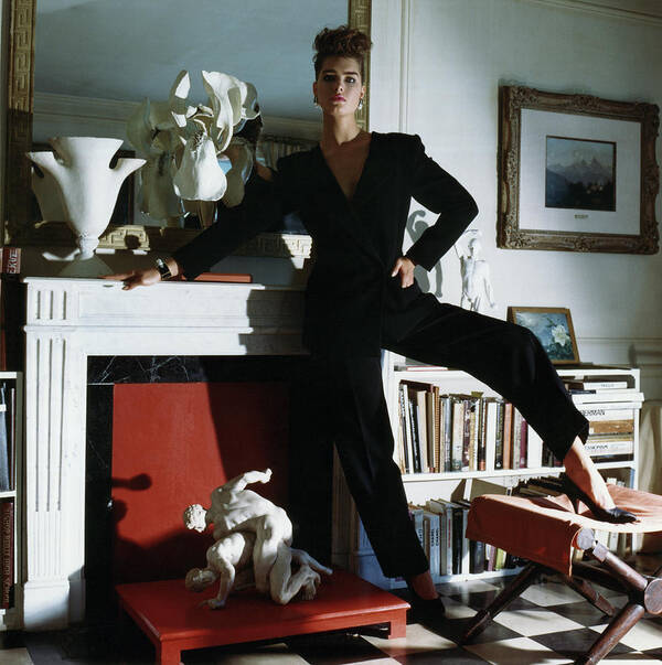 Indoors Art Print featuring the photograph Brooke Shields Wearing Black Jump Suit by Horst P Horst