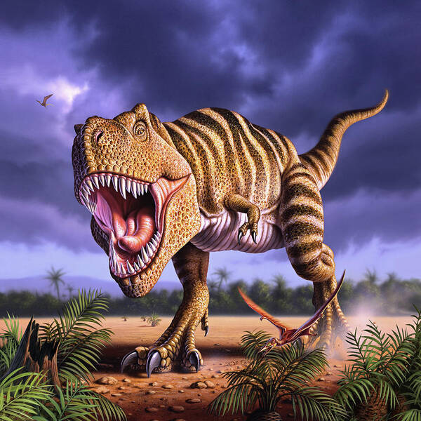 Dinosaur Art Print featuring the digital art Brown Rex by Jerry LoFaro