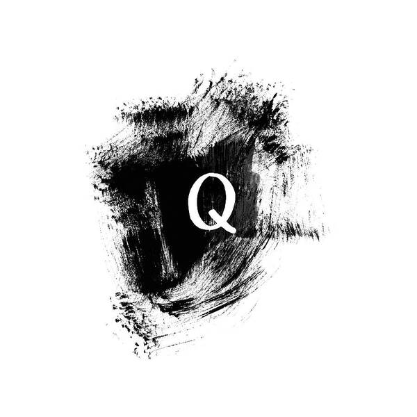 Q Art Print featuring the painting Brushstroke Q -Monogram Art by Linda Woods by Linda Woods