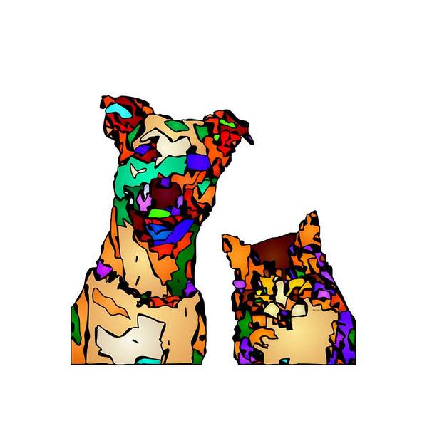 Dog Art Print featuring the digital art Buddies for Life. Pet Series by Rafael Salazar