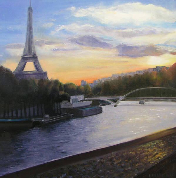 Eiffel Art Print featuring the painting By The Seine by Gail Eisenfeld